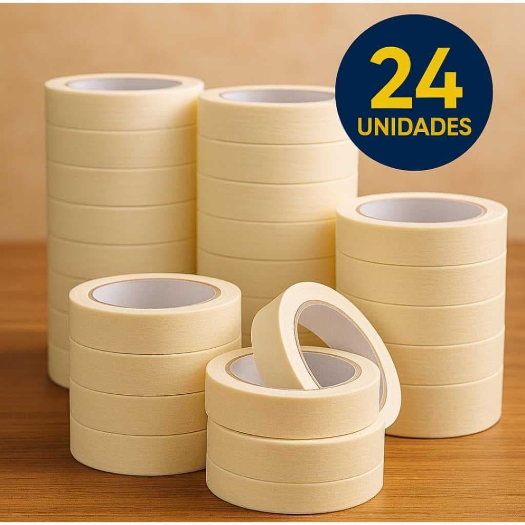 Kit 24 Rolos Fita Crepe 19mm x 10m para Pintura e Mascaramento  Kits com 12 e 24 rolos