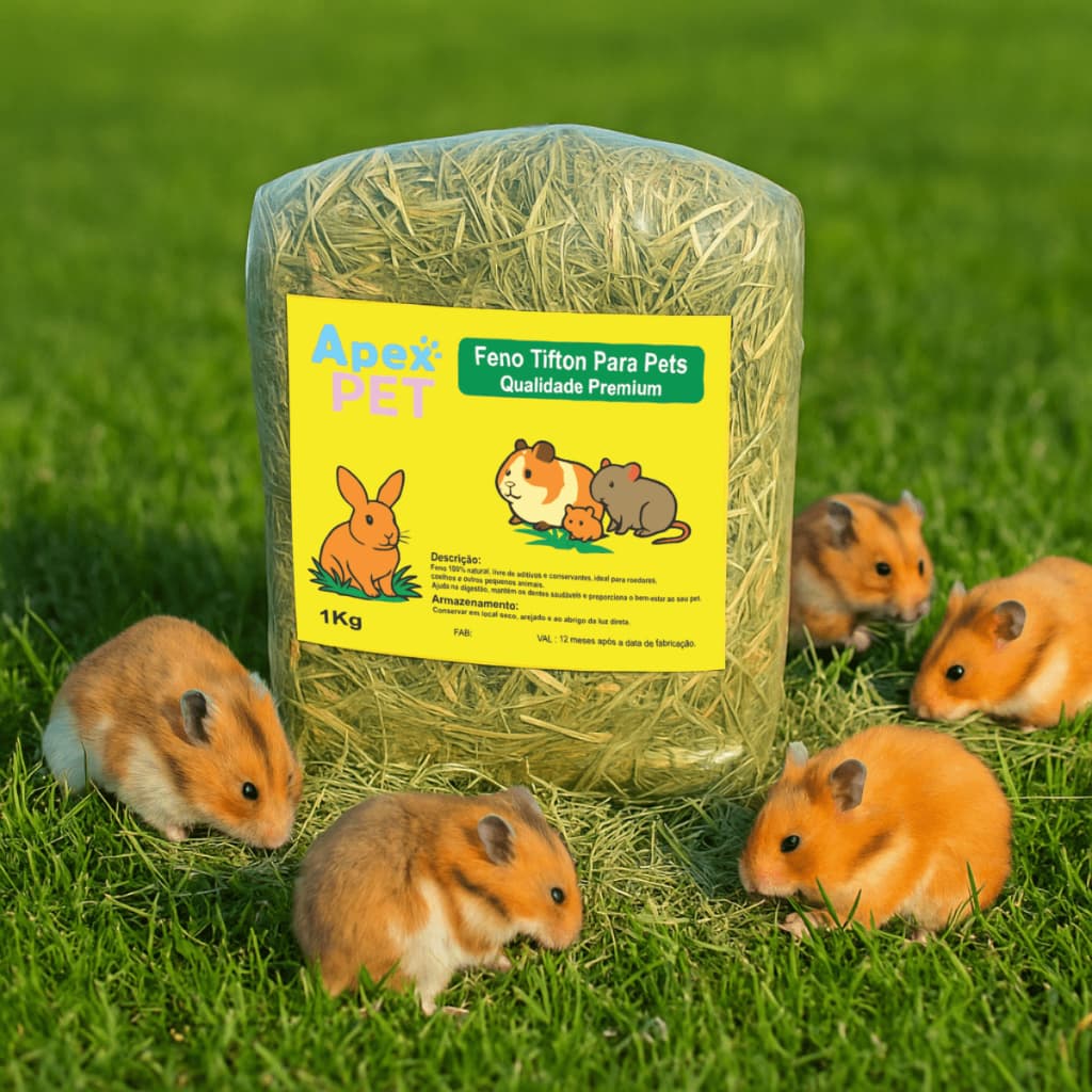 Feno 1kg Pet Roedores Hamster Coelho Porquinho Índia Pequeno