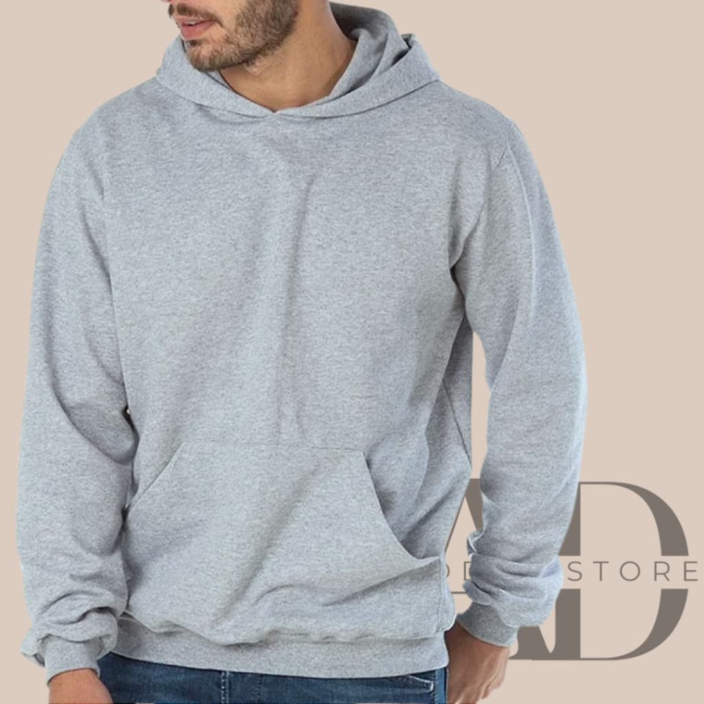 MOLETOM BLUSA DE FRIO CINZA CANGURU 100% ALGODAO LISO COM CAPUZ UNISEX