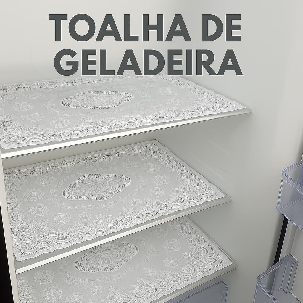 Toalhas de Geladeira Kit com 3 PVC Renda Centro Bandeja Lavável 45x30cm