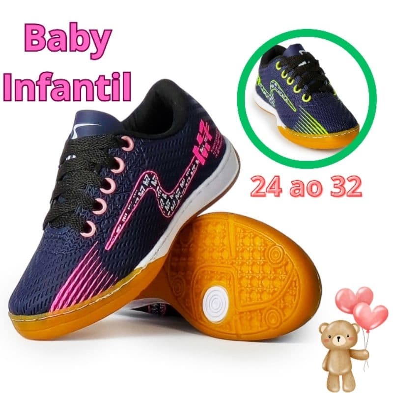 Chuteira Futsal Infantil do 24 ao 32 | Leve, Antiderrapante e Confortável | Meninas | Meninos