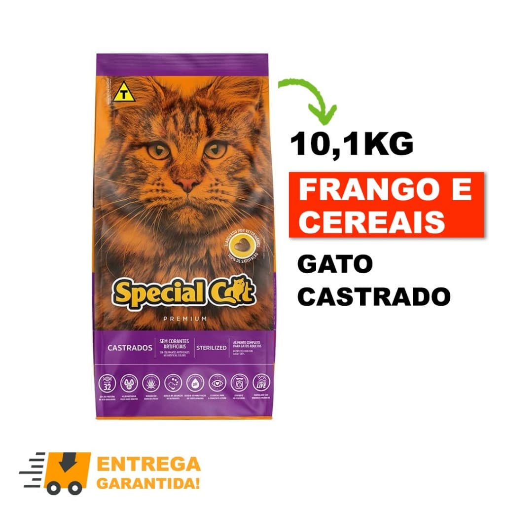 Ração Special Cat Premium Gatos Adultos Castrados 10.1Kg-Envio Rápido