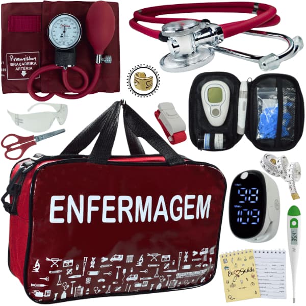 Kit Enfermagem Estetoscopio Estagio Aparelho De Pressao