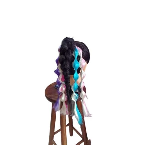 Aplique Bubble Braids Mechas Bubble para Cabelo Infantil Carnaval Fantasia - ENVIO IMEDIATO