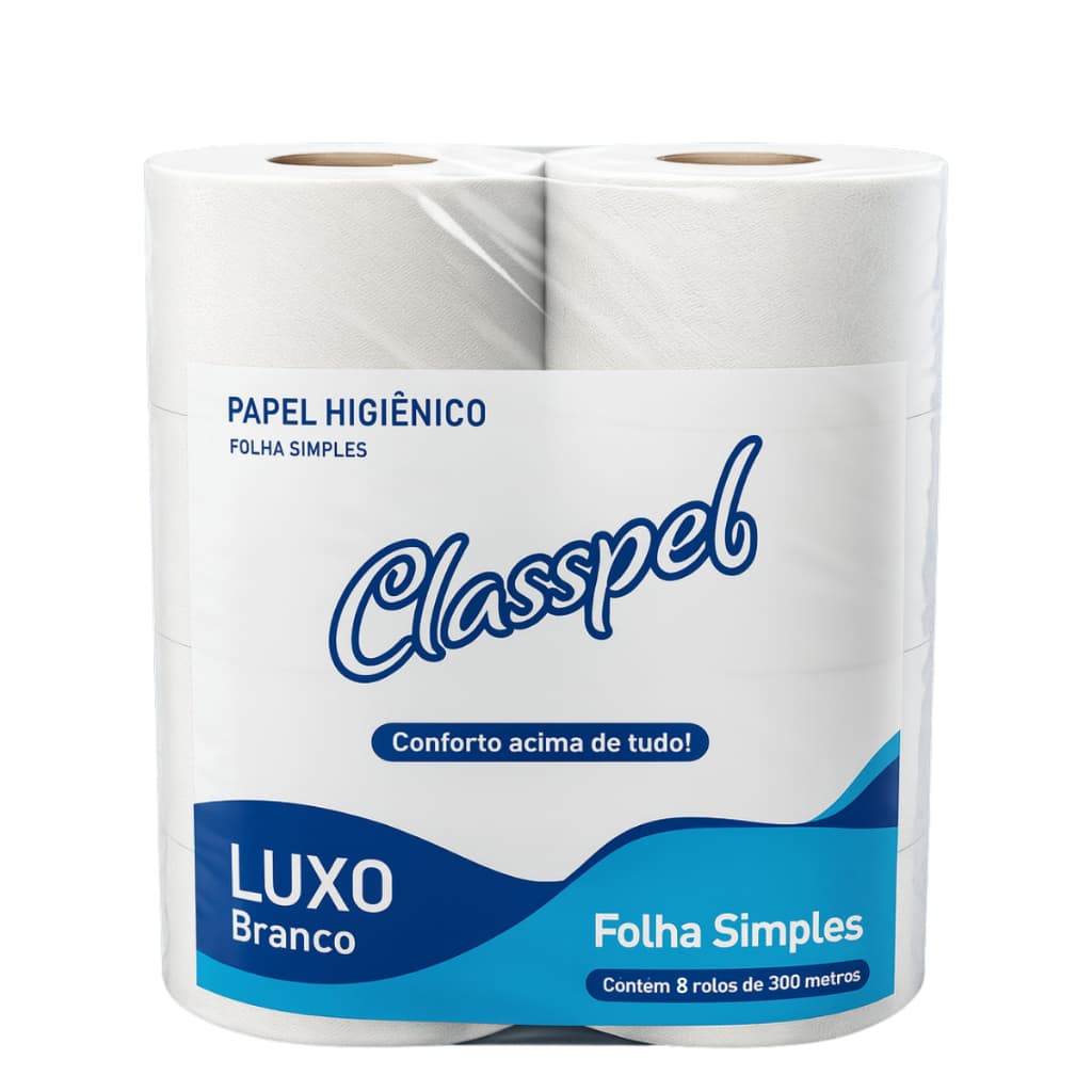 Papel Higiênico Rolão Classpel Luxo Branco 300 Metros C/8 Rolos