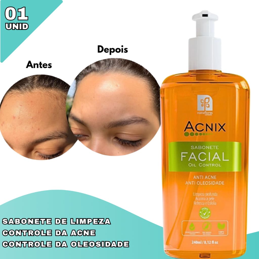 Sabonete Facial Acnix Controle de Oleosidade e Acne com Ácido Salicílico 240 ml Natuflores