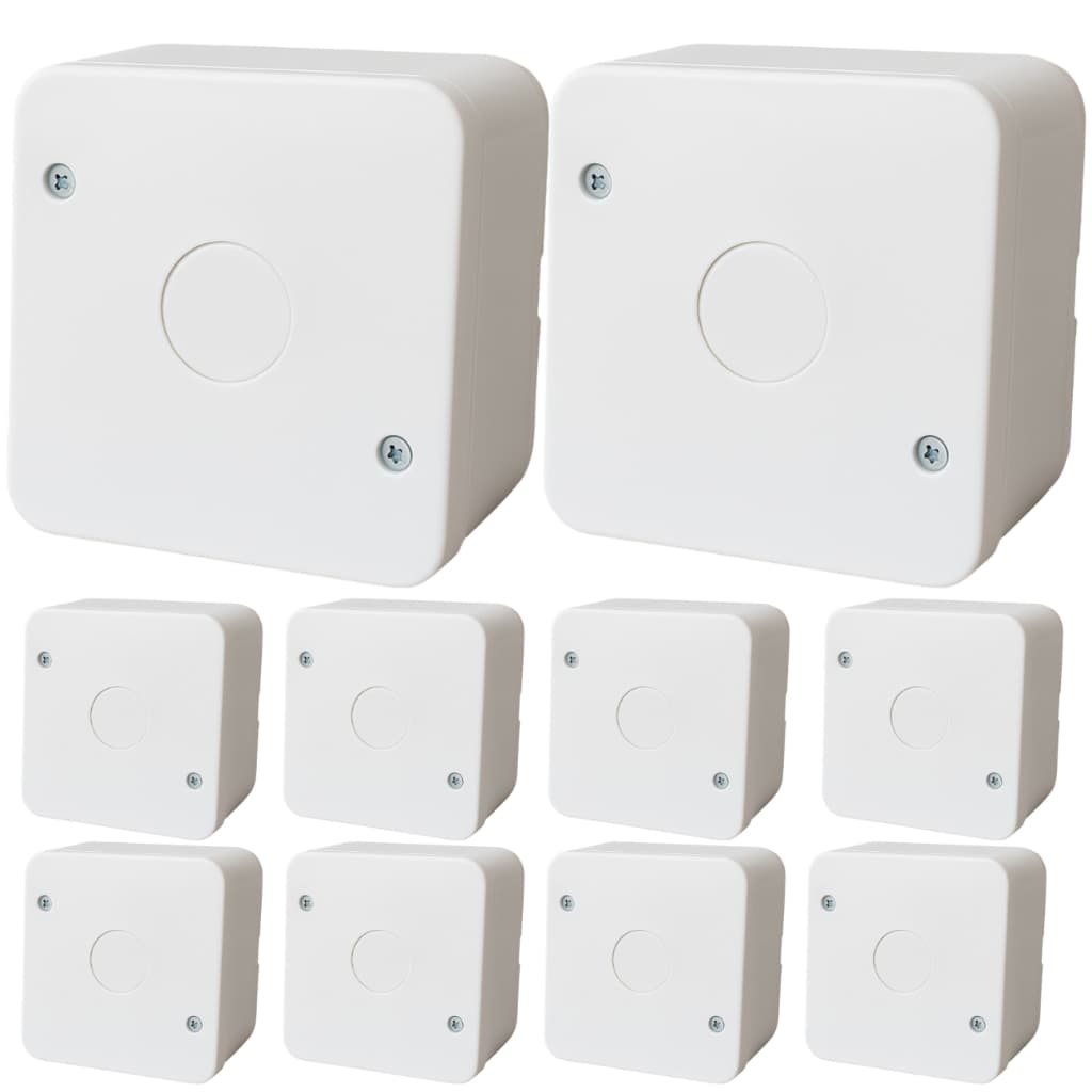 Jogo 10 Caixas Plástica Organizadora CFTV Sobrepor P/ Câmeras De Segurança Conectores