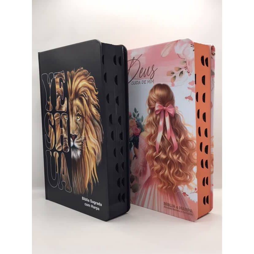 Kit 2 Bíblias  Sagrada Tamanho Grande Capa Dura Com Harpa Palavras de Jesus em Vermelho (Kit 60)