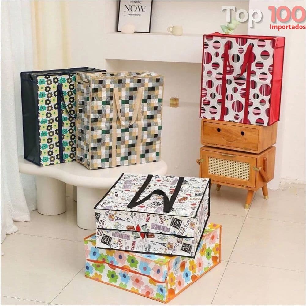 Sacola de Feira Grande Feira Zíper Impermeável Sacoleira Novos Modelos