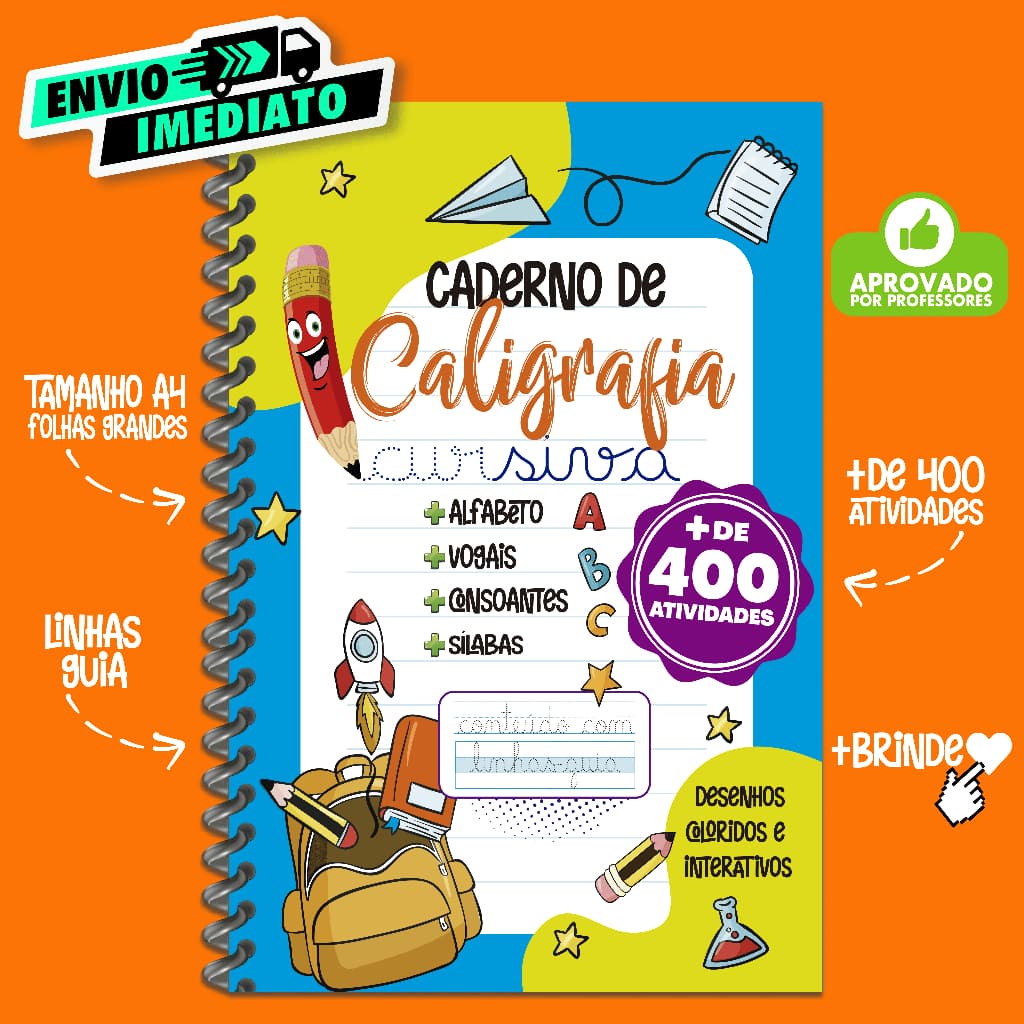 Livro Infantil Caderno De Caligrafia 400 Atividades Letra Cursiva