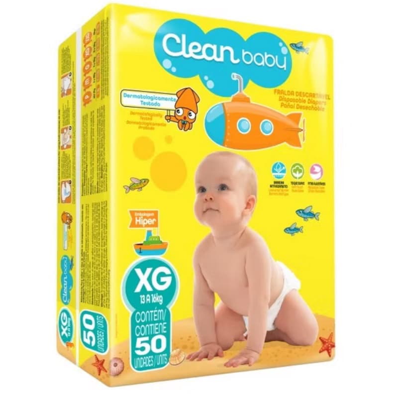 Pacotão de fralda Clean Baby XG 50 fraldas