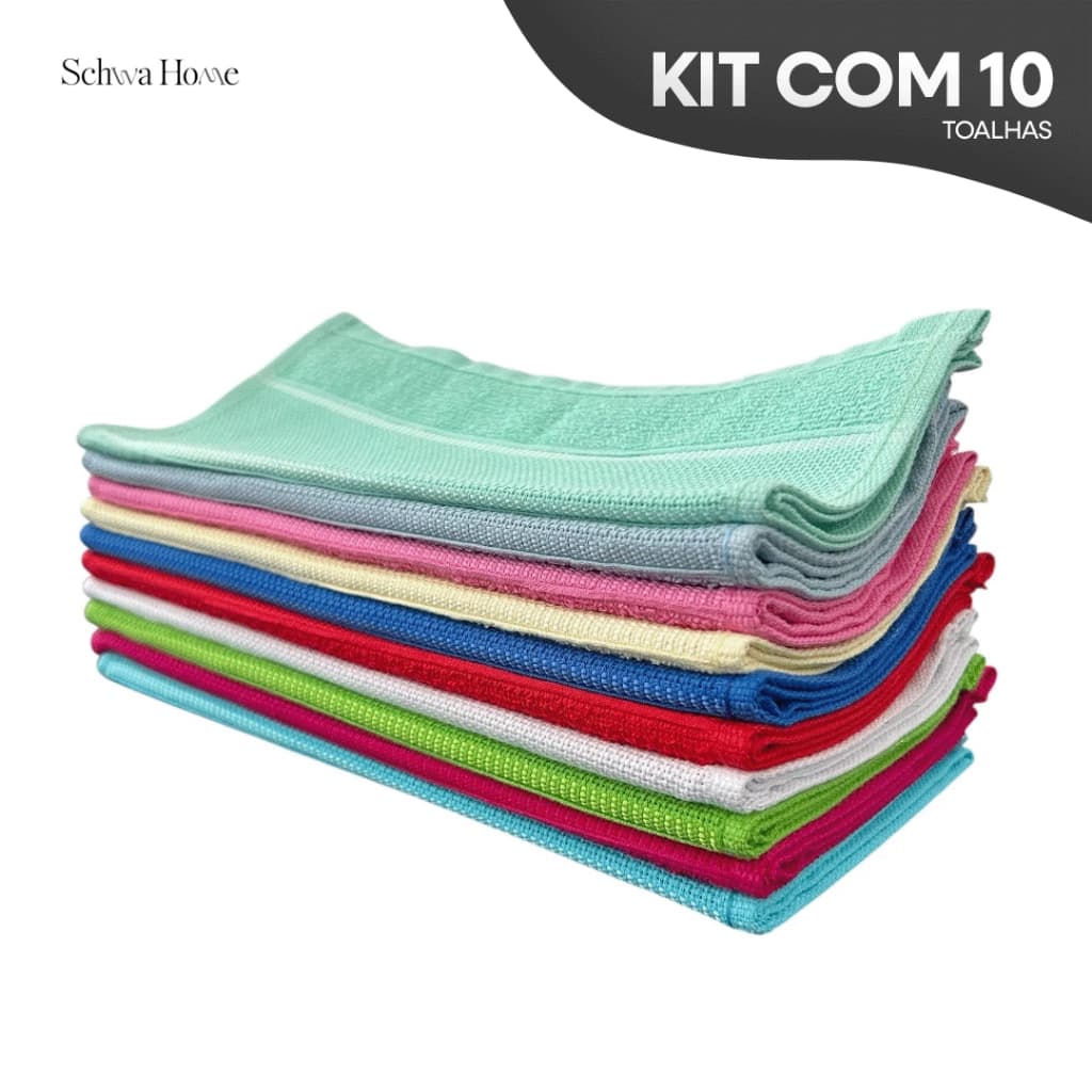 Kit 10 Toalhinhas De Mão Boca Rosto Social Escolar Academia 29 X 50cm