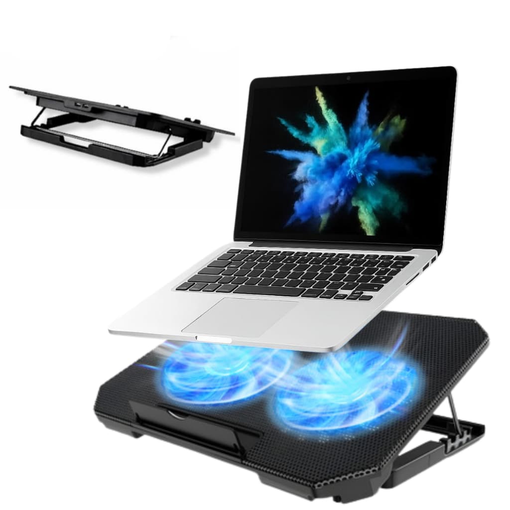 Base Para Notebook Cooler Eficiente Suporte Led Refrigerada Ventilação Silenciosa Preto Led Azul