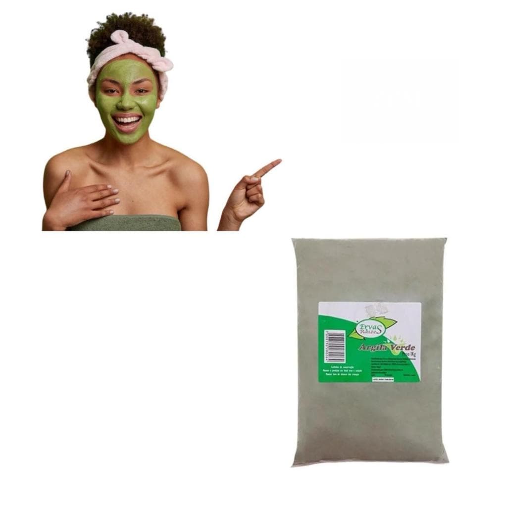 Argila Verde 1kg 100% Ervas E Raízes