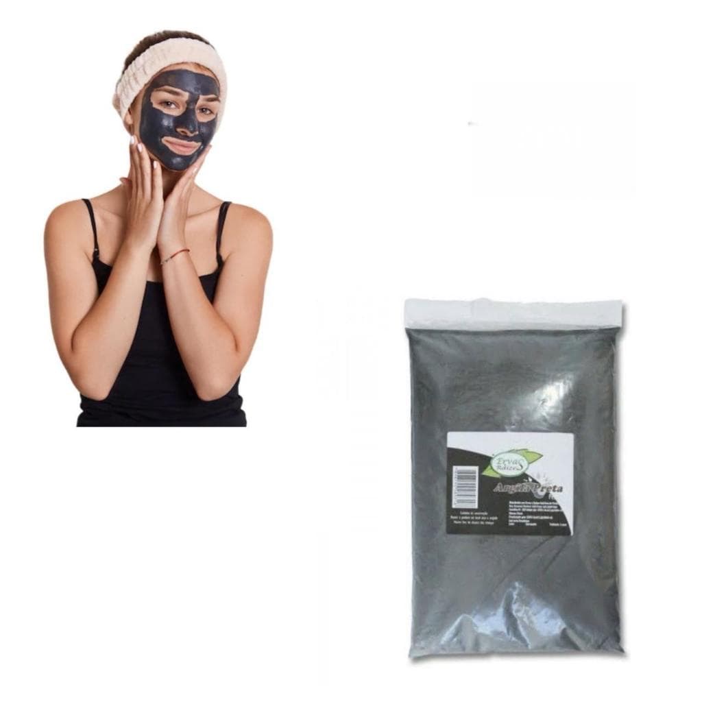 Argila Preta 1kg 100% Pura Ervas E Raízes