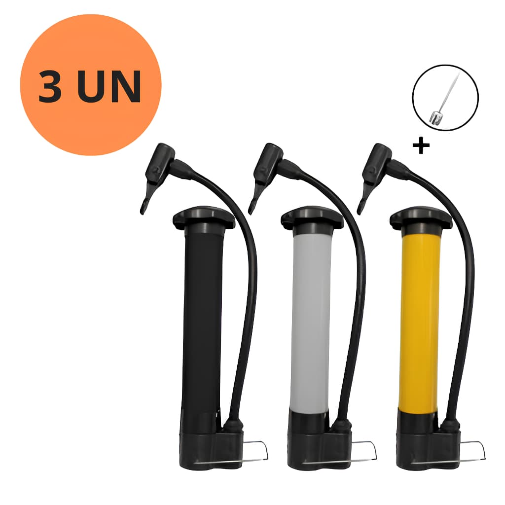 Kit 3 Bomba De Ar Vertical 25cm Encher Pneu Bike Bicicleta Boia Balão Bombinha Pequena