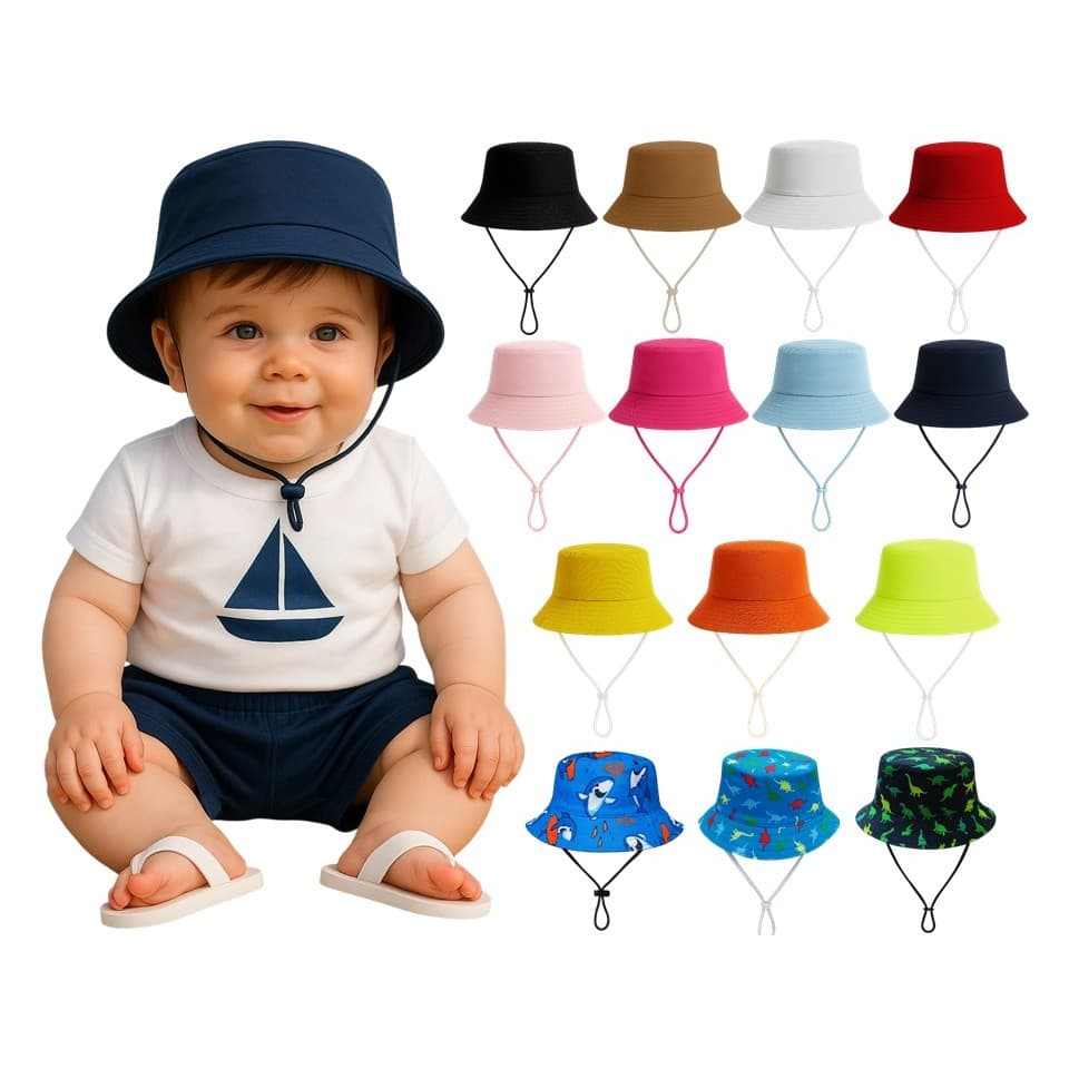 Chapéu Bucket COM CORDINHA bebê RECEM NASCIDO infantil Menino boné praia casual proteção solar