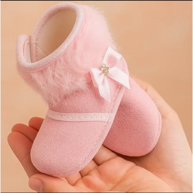 Bota Laço Setim Feminina Para Bebê RN 0 a 12 Meses 100% Loja da Fábrica