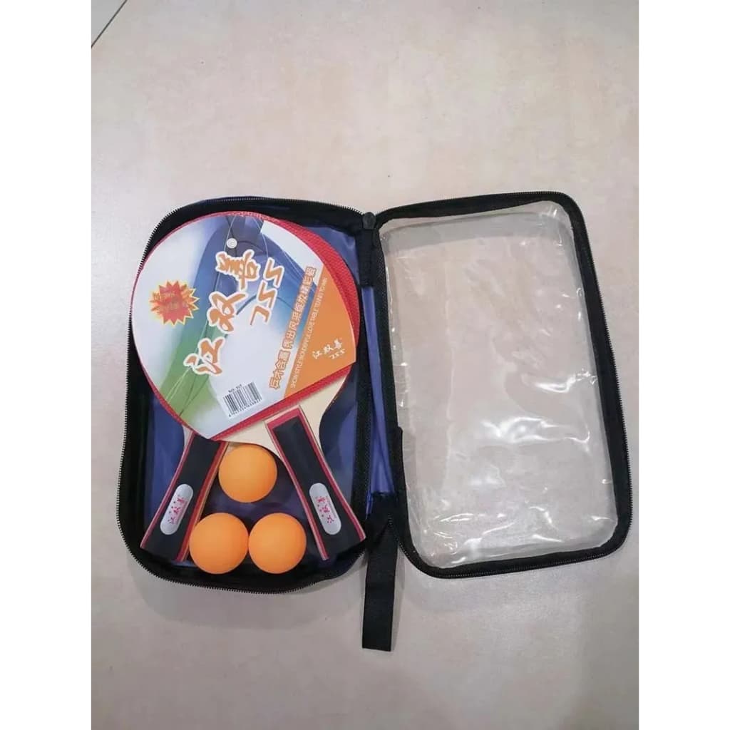 Kit 2 Raquete de Ping Pong  + 3 Bolas Com Bolsa de Ziper -  Tênis De Mesa -