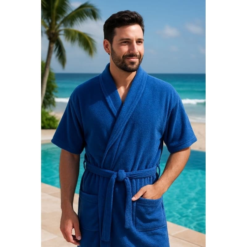 Roupão de Banho Atoalhado Luxo Unissex 100% Algodão Manga Curta Masculino Feminino P ao GG