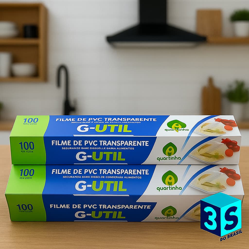 Kit 3 Rolos Filme PVC 28cm x100m  Guarufilme