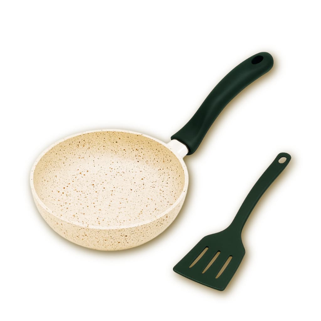 Frigideira Frigiovo Antiaderente 14cm Vanilla Bege Luxo com Espatula Panquequeira