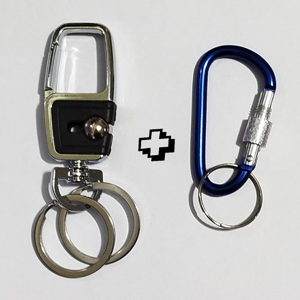 Kit 2 X Chaveiro Mosquetão Cor  Preto +  Chaveiro Mosquetão 6 Cm Com Rosca  Cores Para Chaves De Casa