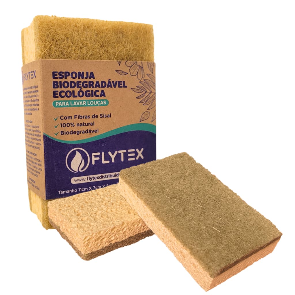 Kit 10 Esponja Biodegradável Ecológica Celulose Fibra de Sisal - FLYTEX