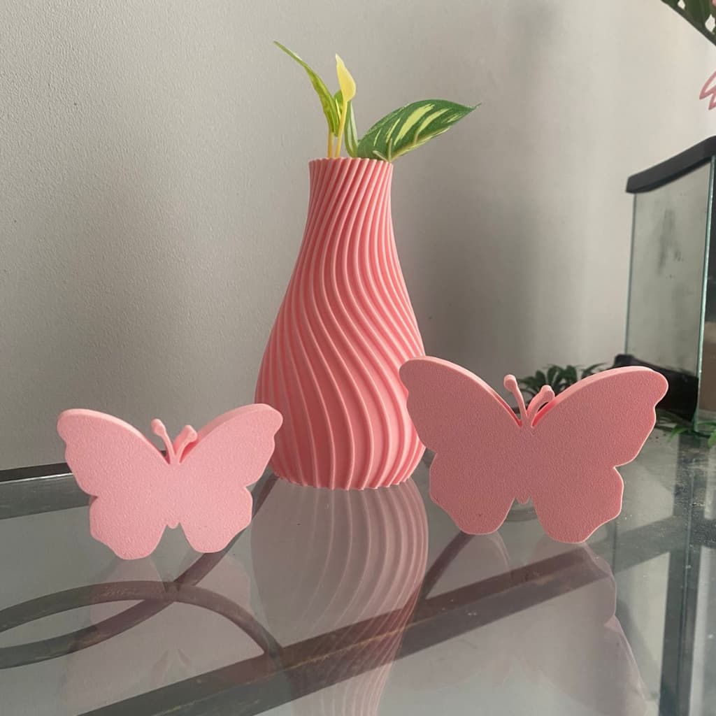 Kit Borboletas decorativas com Vaso Lindo - Decoração Sala/Quarto