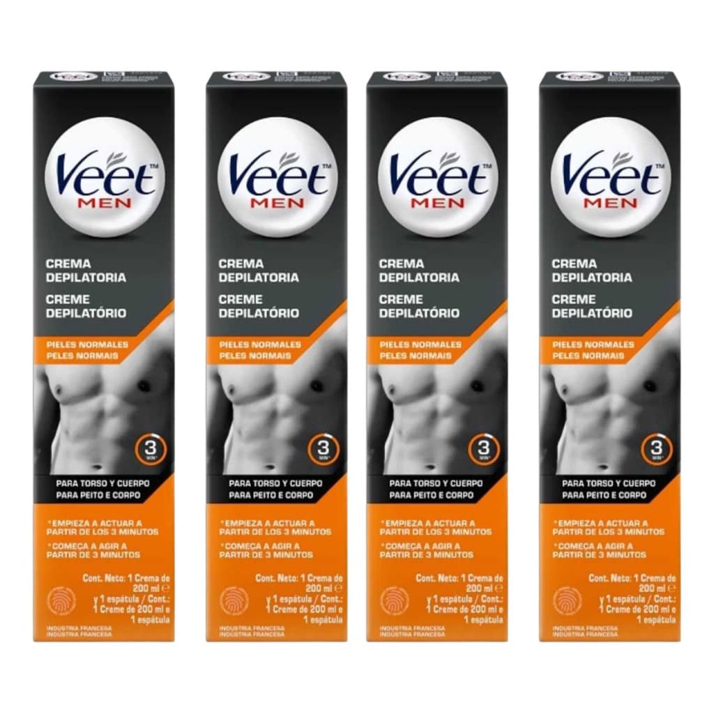 KIT 4X Creme Depilatório Veet Men Pele Normal 200mL