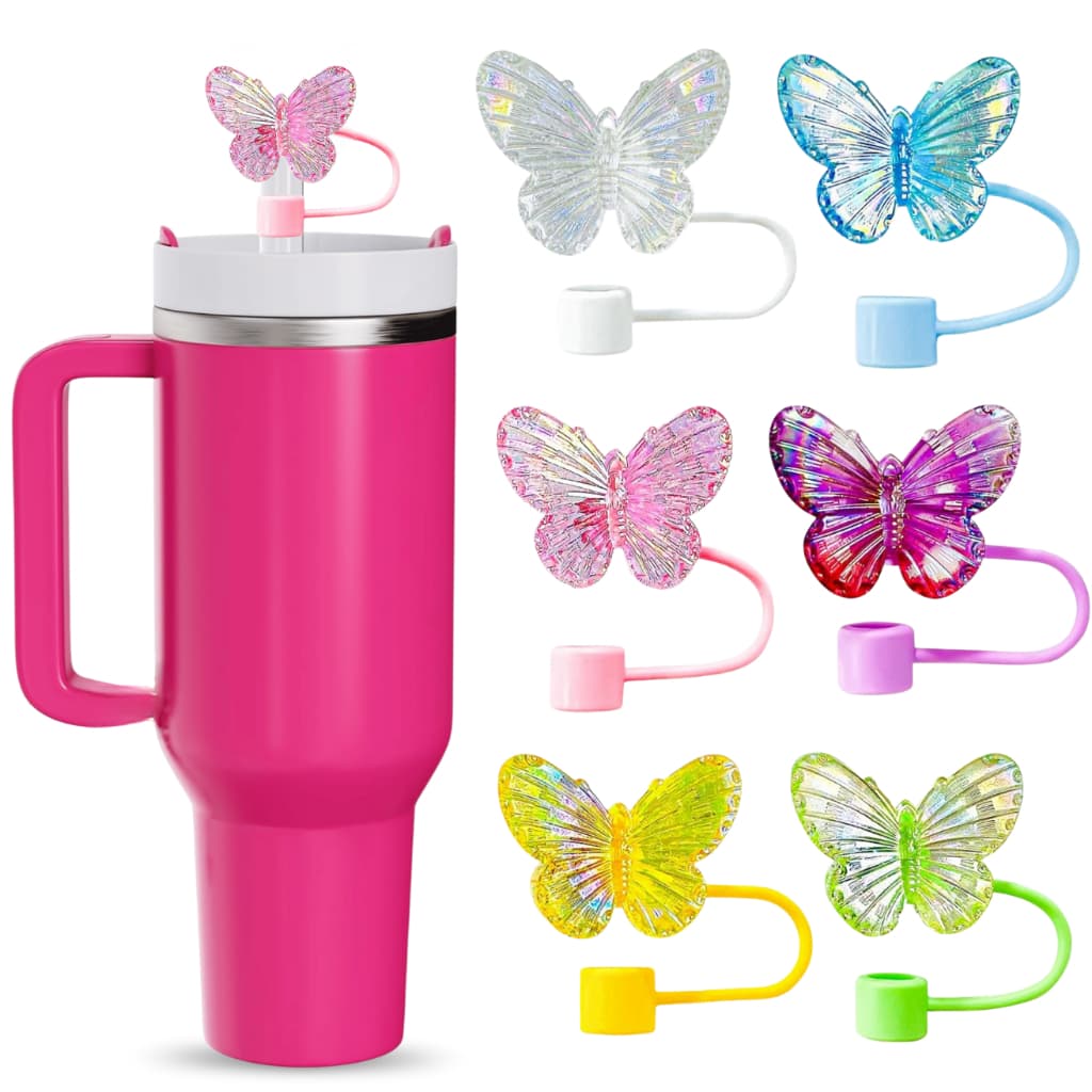 Acessórios para Copo Térmico Protetor de Canudo Decorativo Borboleta Enfeite Fofo Acrílico