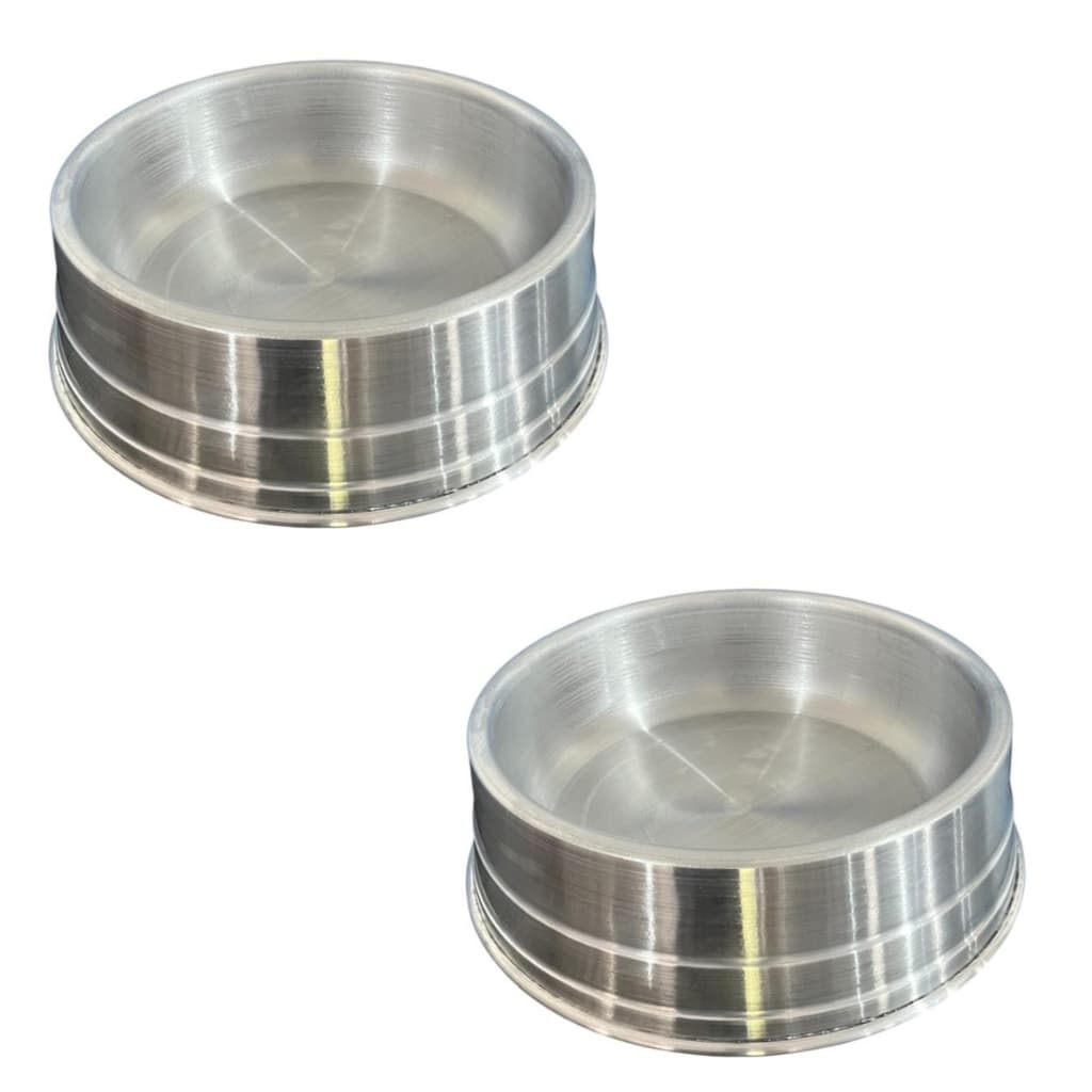 2 Comedouro Em Alumínio Polido Para Cachorro De Grande Porte 1400 ml Ração e Agua