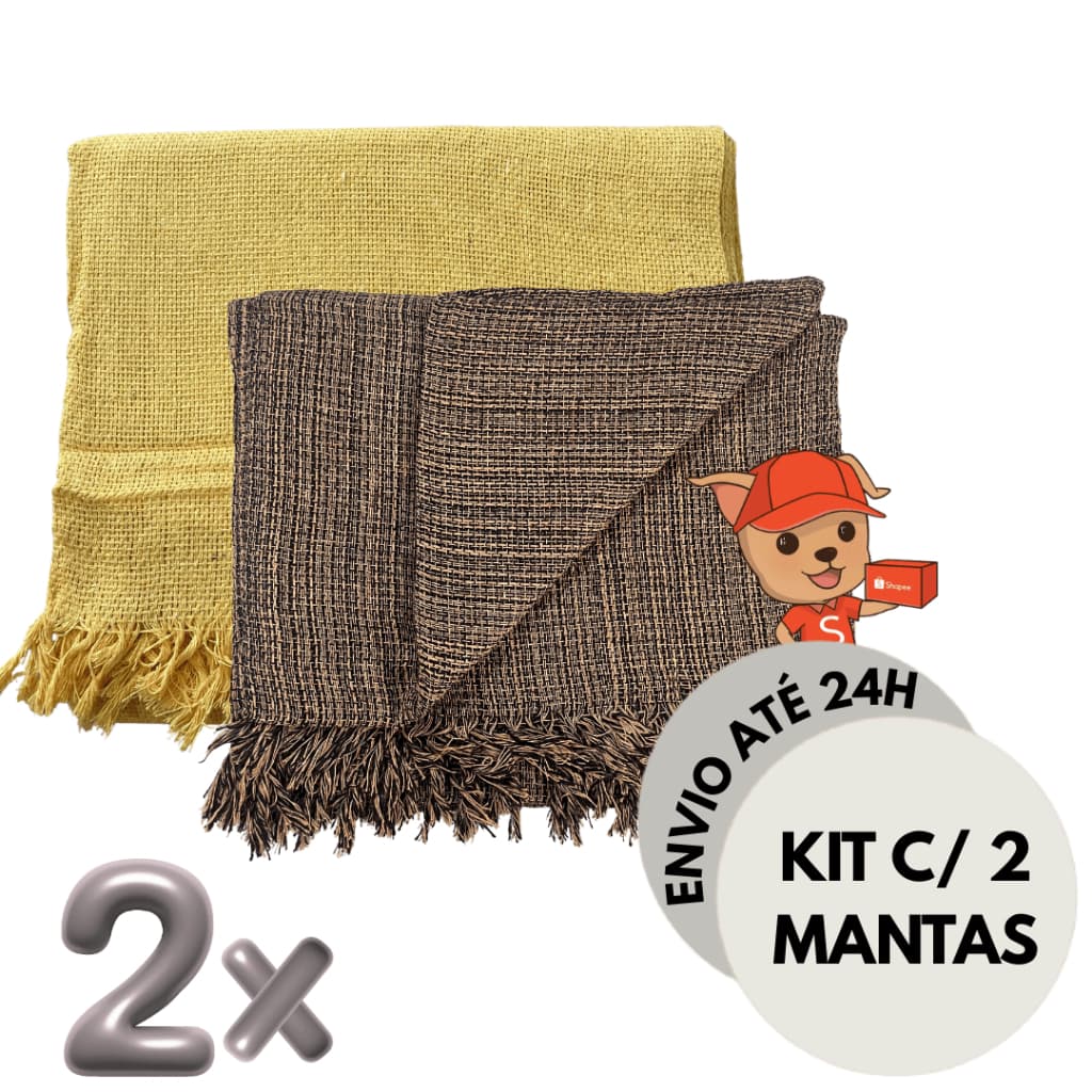 Kit 2 Mantas Para Sofá ou Cama Luxuosa Grande 210x120 Tipo Capa Protetora Decorativa