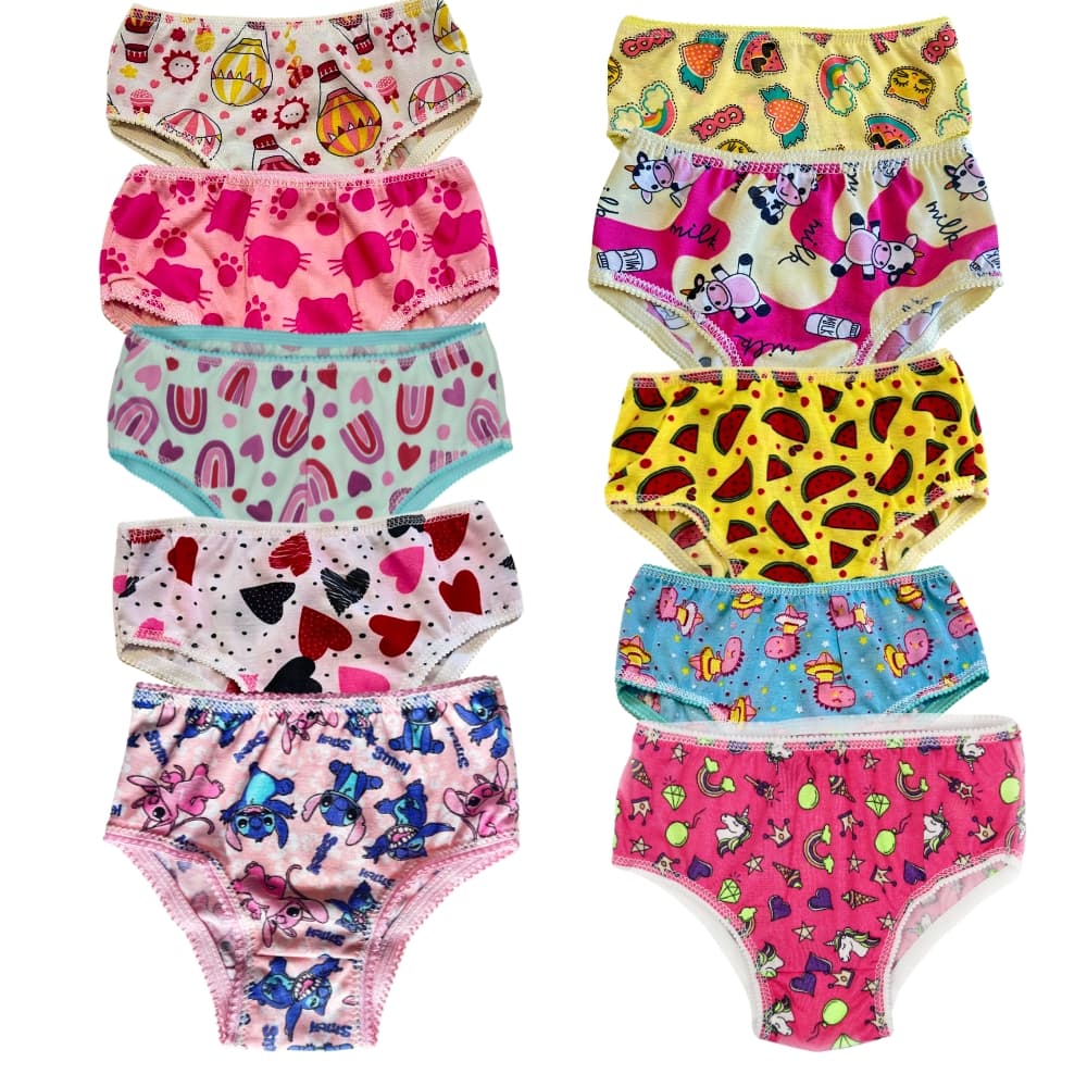 Kit de calcinhas infantil meninas 1 a 9 anos forro algodão