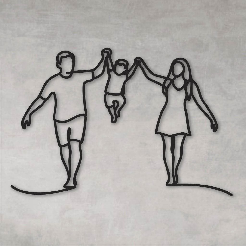 Quadro Decorativo Vazado Decoração Família Minimalista MDF Preto