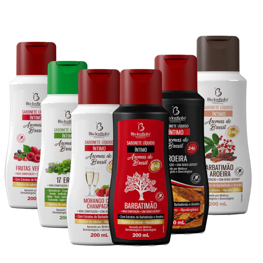 KiT  sabonete intimo feminino  Aromas do Brasil Fragrâncias sortidas Bio Instinto 200ml