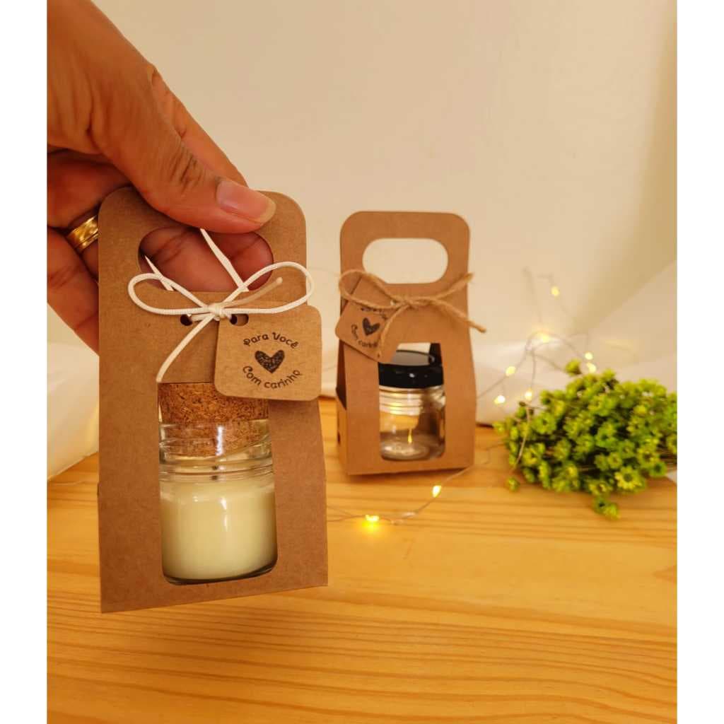 Sacolinhas, caixas, embalegens, lembrancinhas para mini vela geleinha 40ml - Branca ou kraft - 5 (c) x 5 (l) x 6,5 (a)cm