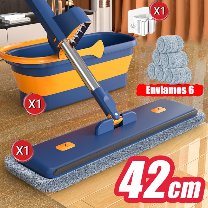 9 Peças Kit de Limpeza Conjunto De Esfregão e Balde Lazy Mop Mãos Livres Seco/Molhado Dobrável S10