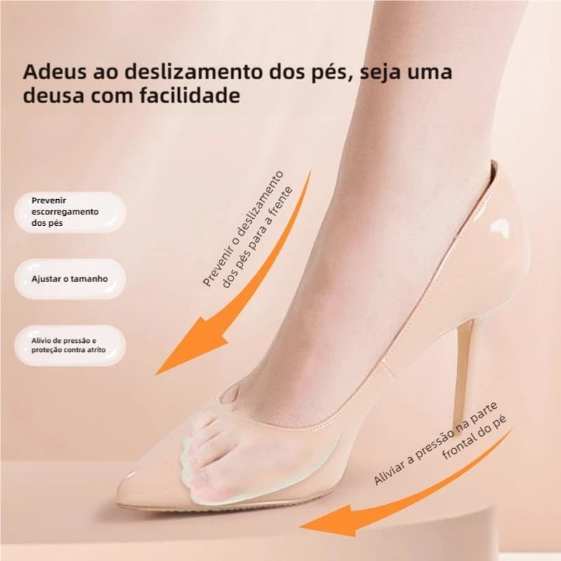 Alívio das Dores nos Pés com Palmilha de Amortecimento Frente do Pé - Lavável, Reutilizável, Perfeita para Saltos Altos