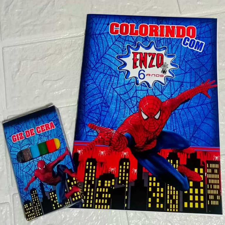 Kit de Colorir Lembrancinha Personalizada - Livro + Mini Giz - Homem Aranha / livrinho de colorir Revistinha de colorir