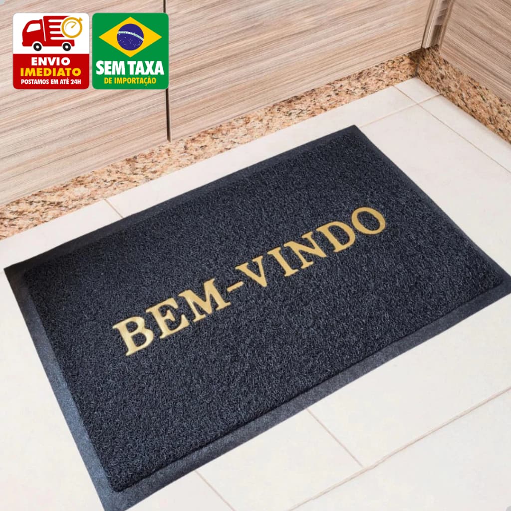 Tapete Capacho Bem-Vindo 60x40cm Multicolorido PVC Antiderrapante Entrada Casa Interno Externo