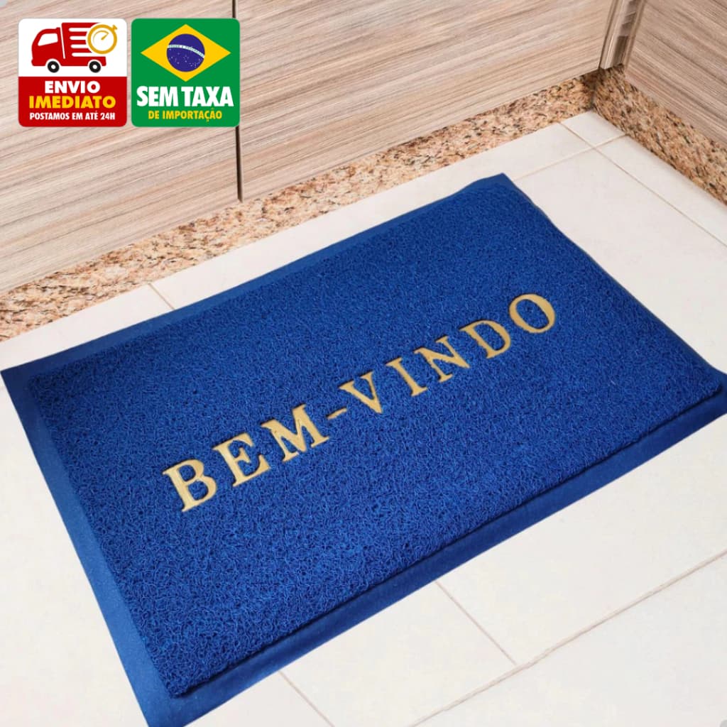 Tapete de Entrada Capacho Bem-Vindo Antiderrapante 60x40cm Multicolorido PVC Interno Externo
