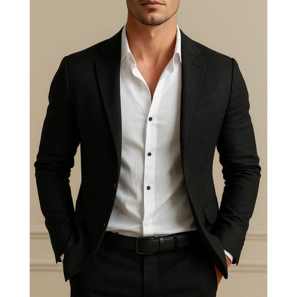 Blazer Microfibra Preto Masculino Slim Premium Alfaiataria Luxo - Dois Botoes + Barato