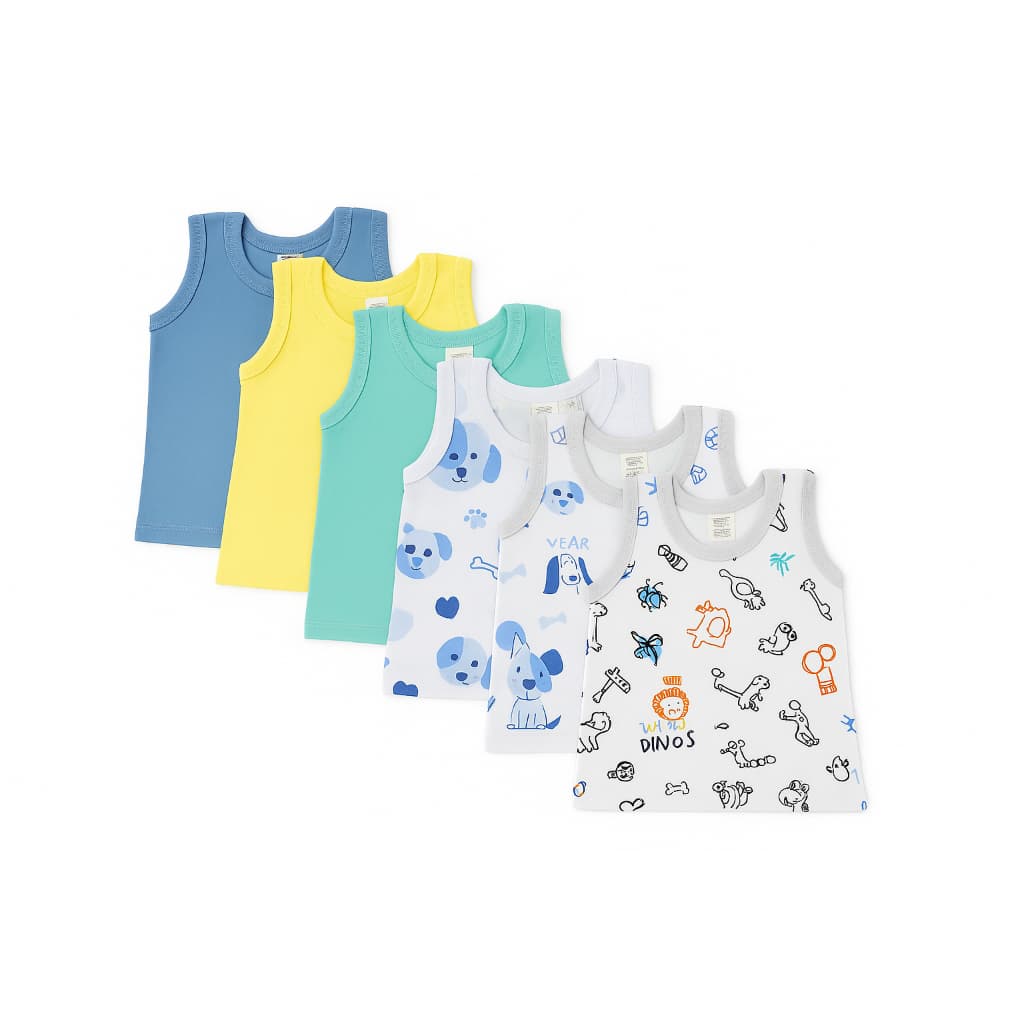 Kit 6 Camiseta Regata bebe menino e menina 100% algodão , P, M,G 1 a 3 anos