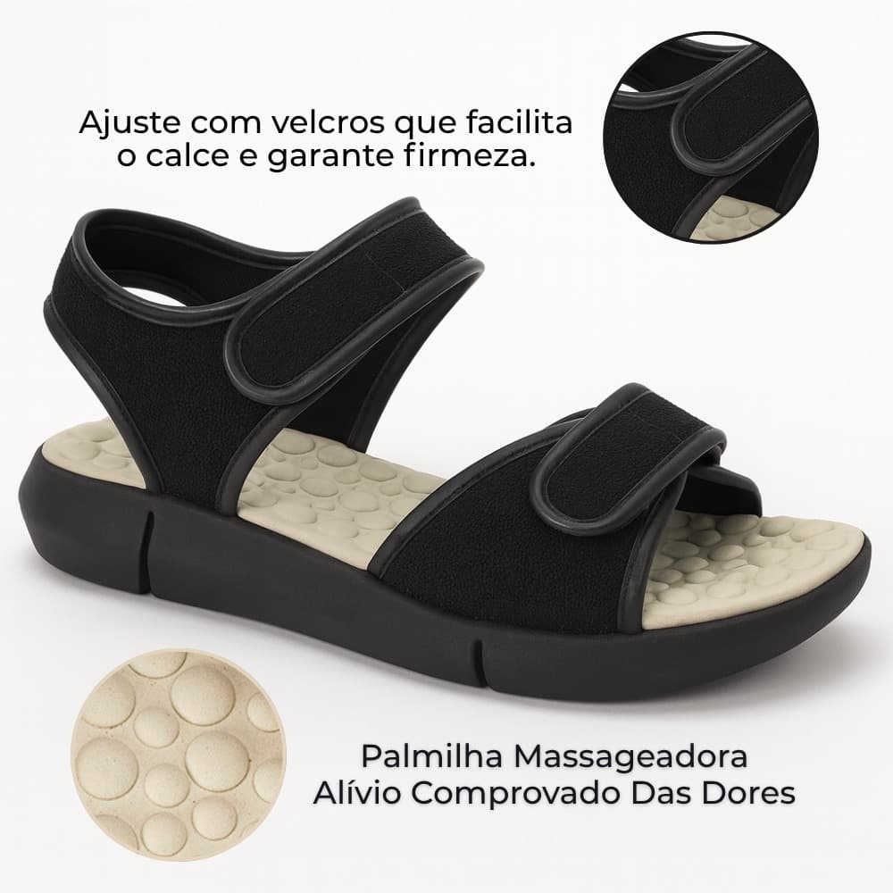 Sandália Feminina Ortopédica Para Esporão Fascite Plantar Massageadora Ultra Confortável Macia