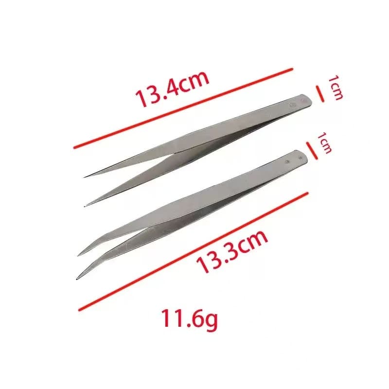 Conjunto de pinças profissionais de precisão. Pontas retas e angulares, antiestáticas.