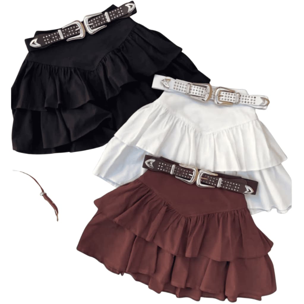 Shorts Saia Curta com Babados em Camadas Suplex