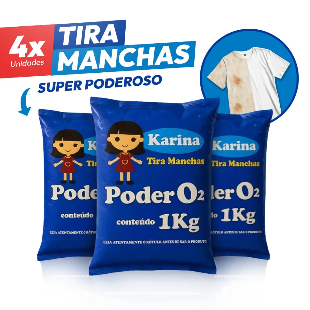 Tira Manchas Percarbonato Karina 1kg Alvejante Sem Cloro Removedor de Mancha Fácil e Prático