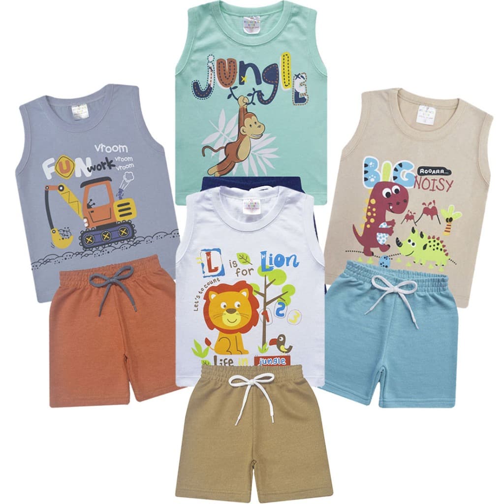 Kit 4 Conjuntos Regata Bebê e Infantil.