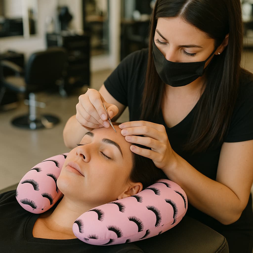 Almofada De Pescoço Para Colocar Cílios Postiços E Maquiar